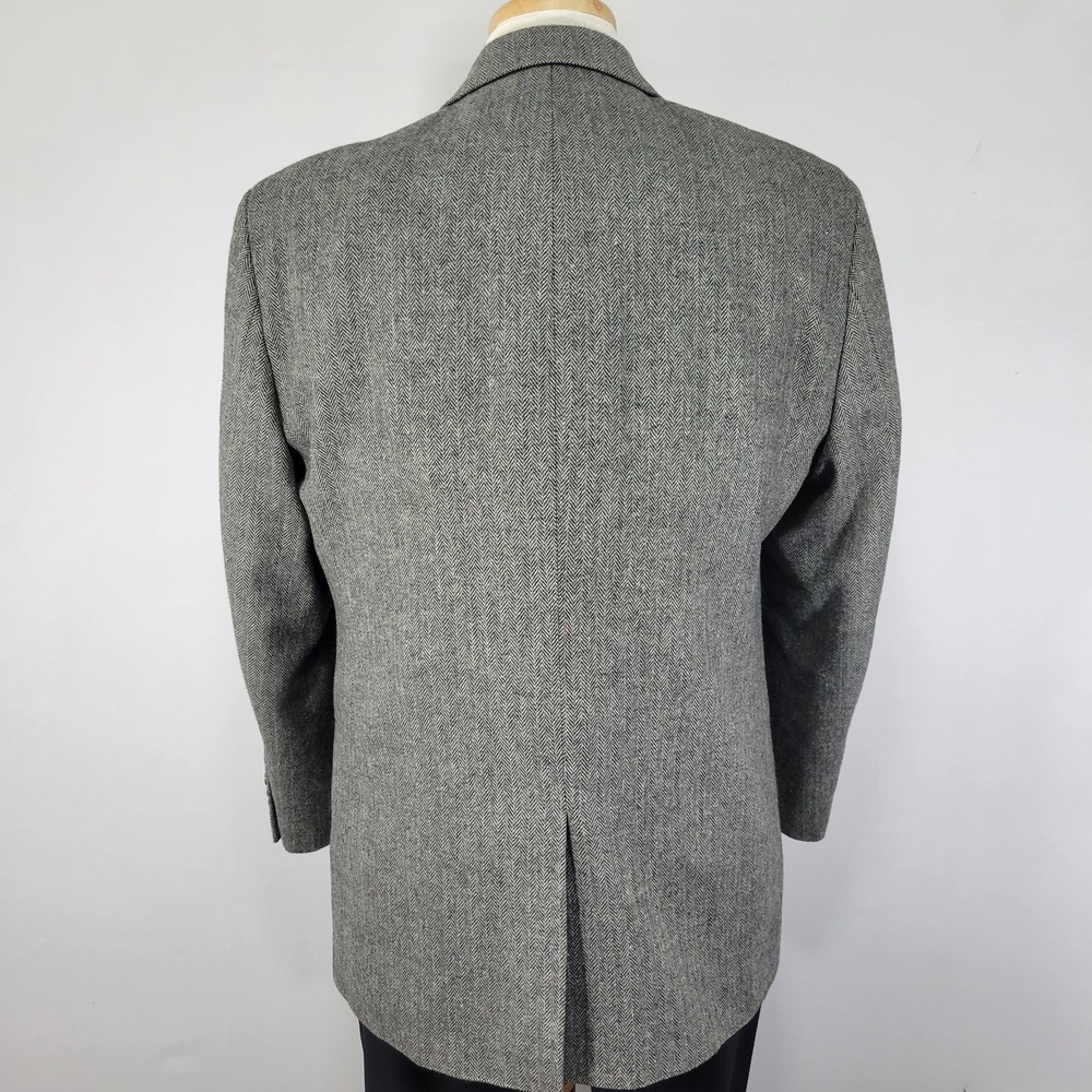 Croft Barrow Men's Tweed Sport Coat Blazer Two Button Gray Herringbone Poly 42R - Picture 11 of 14